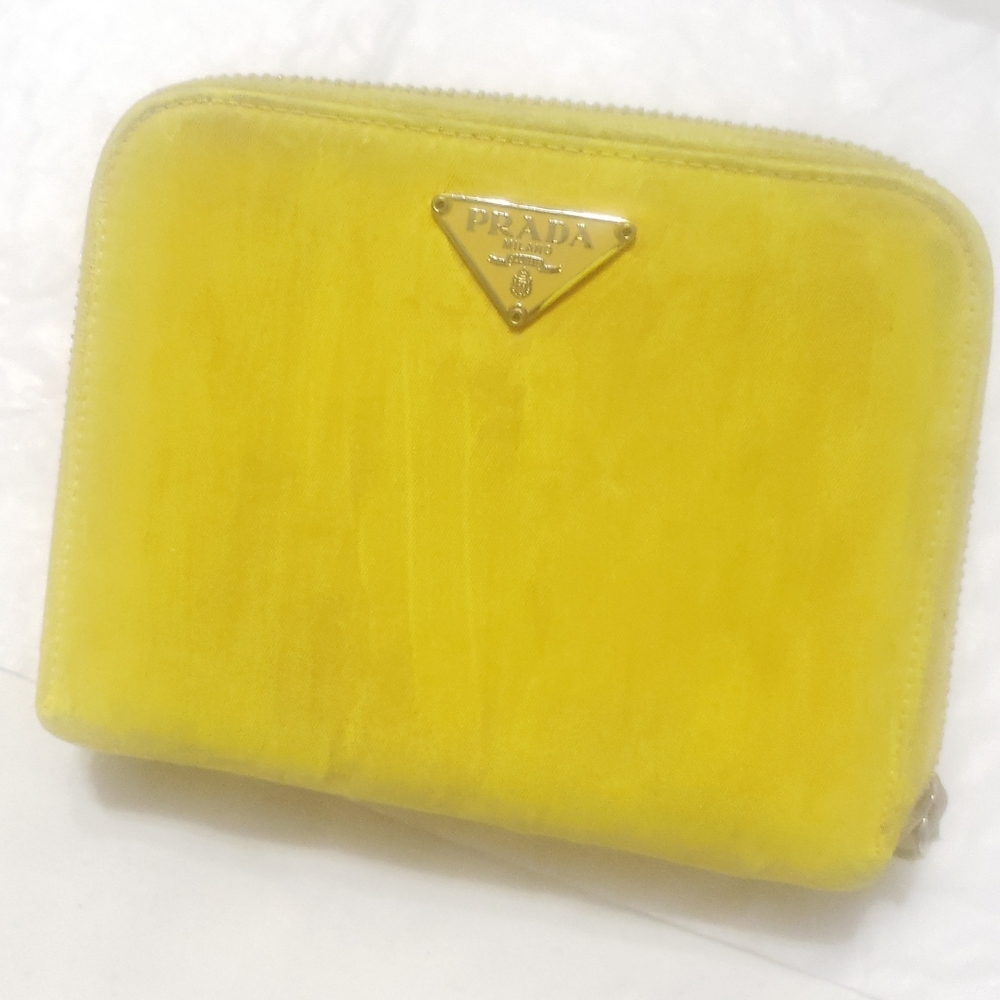 PRADA Vintage YELLOW BIFOLD CANVAS WALLET